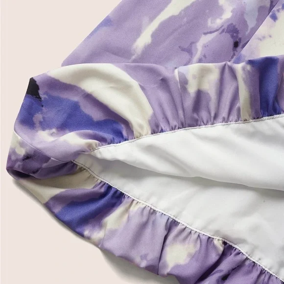 Bloomchic Watercolor Floral Ruffles Shirred Gathered Dress - Picture 5 of 8